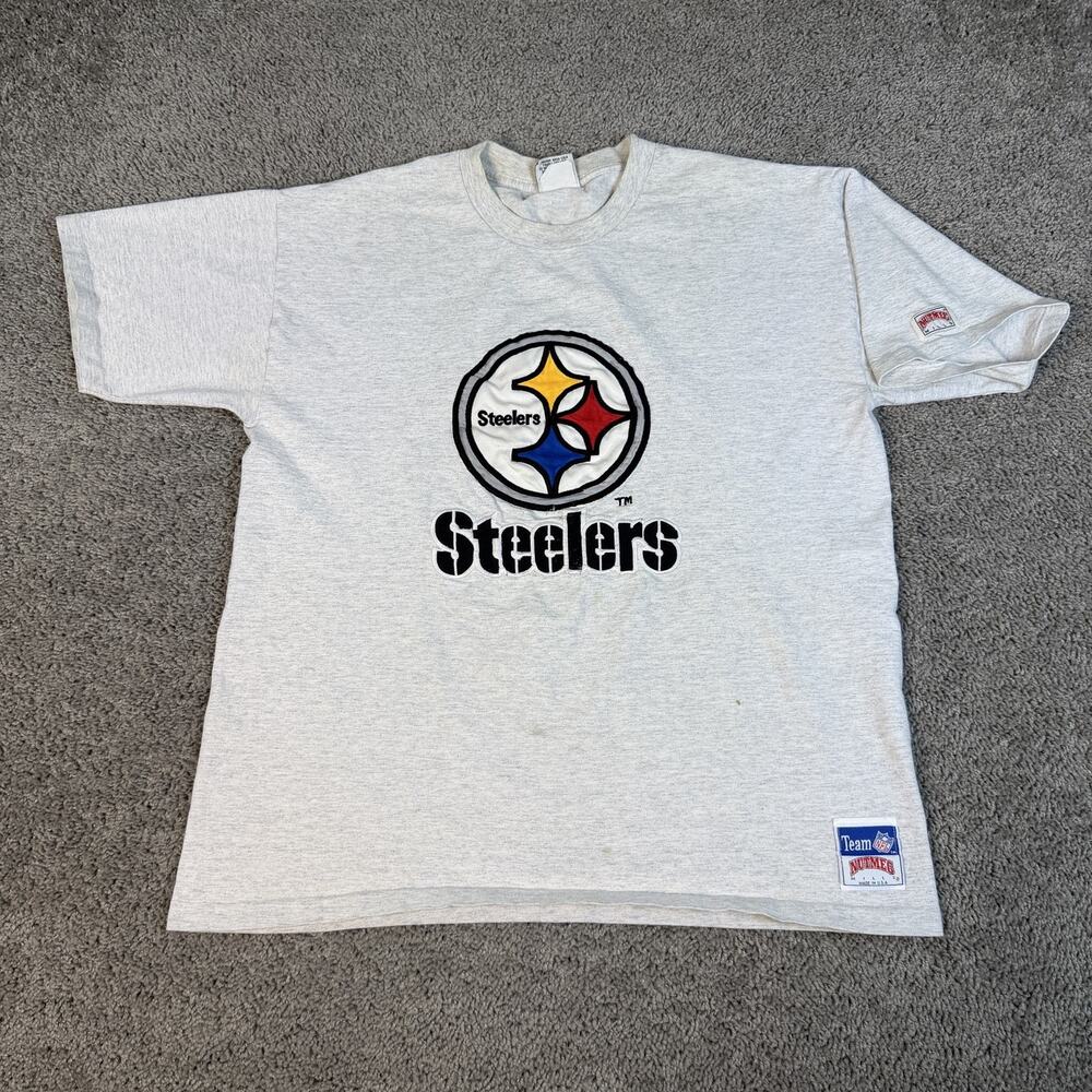 Pittsburgh Steelers Shirt Mens XL Gray NFL Football Nutmeg Mills Short Sleeve